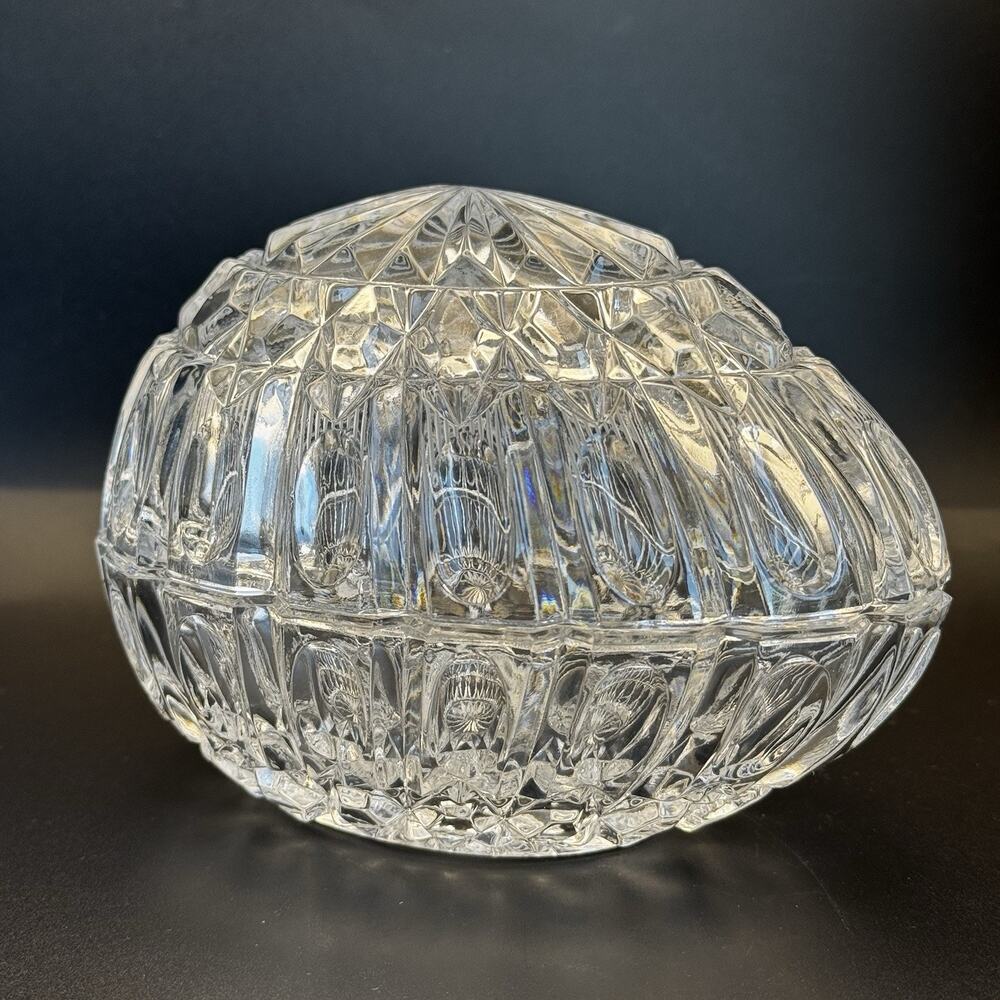 Vintage Gorham Full Lead Crystal Chantilly Egg Candy Dish‎ Trinket bowl